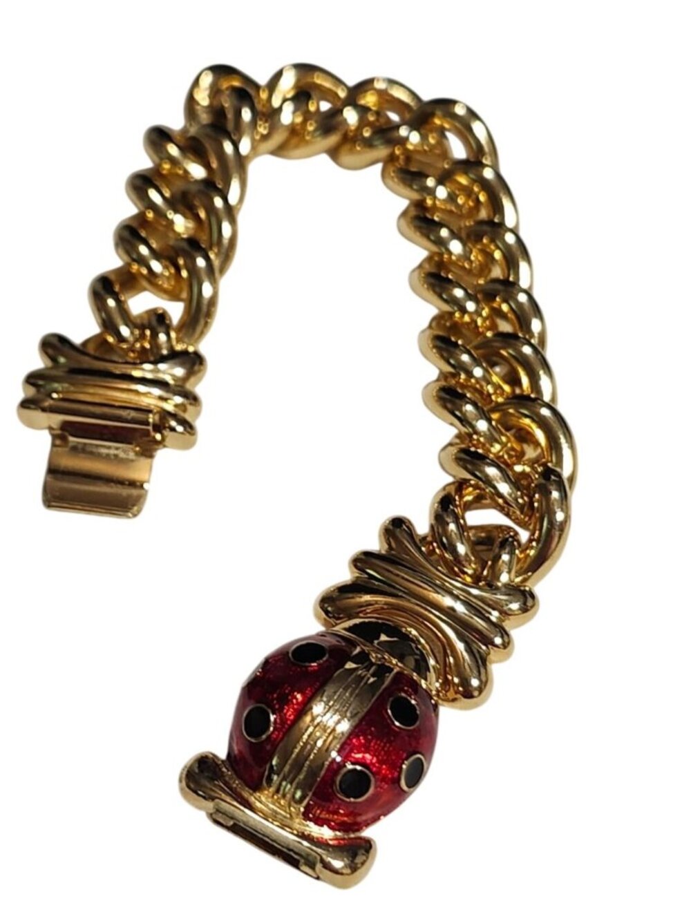Joan Rivers Ladybug Beetle Gold-Tone Chunky Cable Bracelet - Picture 4 of 9